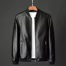 Manteau de motard noir en cuir