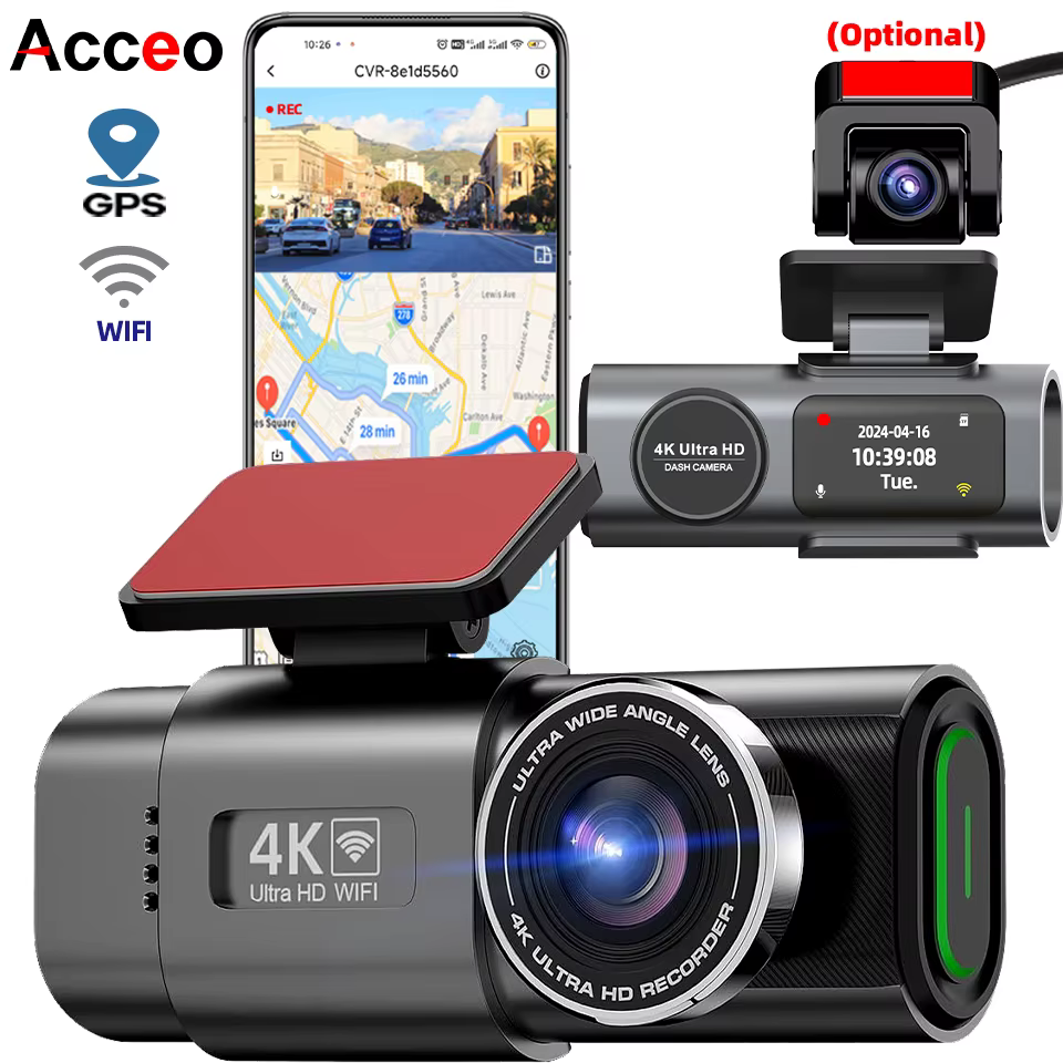 Caméra de tableau de bord 4K UHD pour voiture